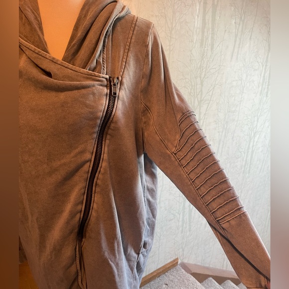 Divided Jackets & Blazers - Plus Size Asymmetrical Zip Moto Sleeves Long Hoodie Jacket Grey 2X